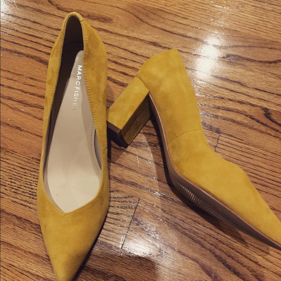Marc Fisher Zala Block Heels in Canary Yellow - Picture 9 of 15